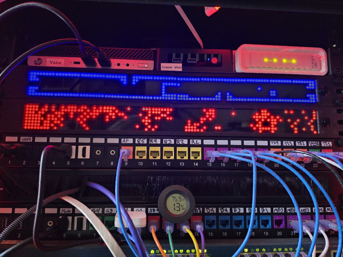 Larger rack with two LED matrix bars installed